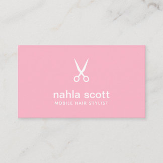 Mobiler Haarstylist Moderne rosa Schere Visitenkarte