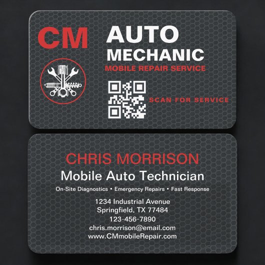 Mobiler KFZ-Mechaniker QR-Code Visitenkarte