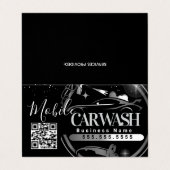 Mobiles Autowasch-Detailing - Geschäft-Logo QR-Cod Visitenkarten (Außenseite Aufgefaltet)
