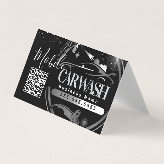 Mobiles Autowasch-Detailing - Geschäft-Logo QR-Cod Visitenkarten (Vorderseite)