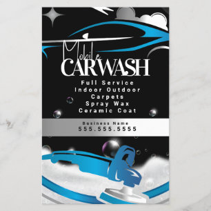 Mobiles Autowasch-Detailing-Logo Blau Flyer