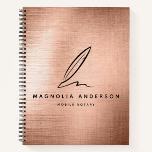 Mobiles Notar-Quill-Roségold gebürstetes Metall Notizblock