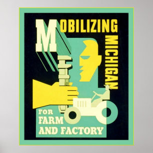 Mobilisierung von Michigan ~ Vintage Anstellung Poster