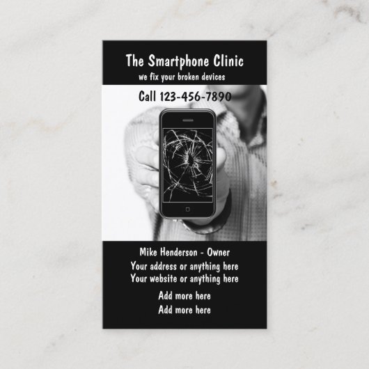 Mobiltelefon-Reparatur-Dienstleistungen Visitenkarte (Vorderseite)