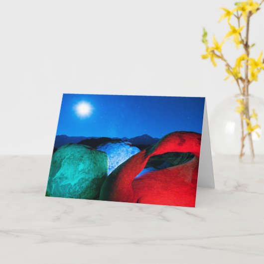 Mobius Arch & Rocks | Alabama Hills, California Karte (Gelbe Blume)