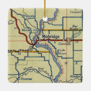 Mobridge SD Vintag Map Keramikornament