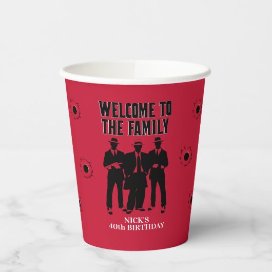 Mobster Birthday, Custom Paper Cup Pappbecher (Links)