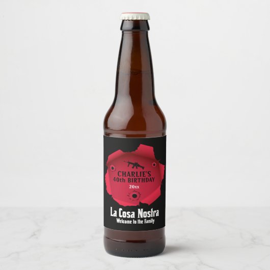 Mobster-Party Bierflaschenetikett (Vorderseite)