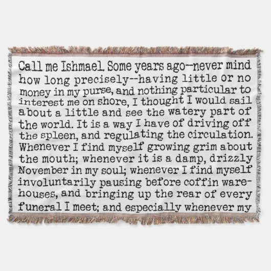 Moby Dick Opening Lines Literary Decke (Vorderseite)