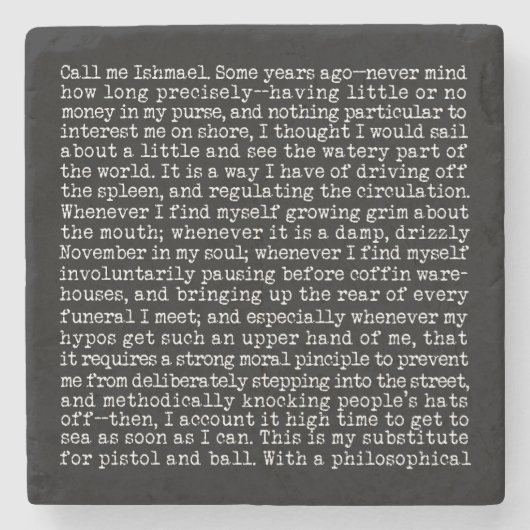 Moby Dick Opening von Herman Melville Steinuntersetzer (Vorderseite)