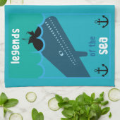 Moby Dick Sea Fantasy | Sonnenlicher Ozean und See Geschirrtuch (Gefaltet)