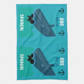 Moby Dick Sea Fantasy | Sonnenlicher Ozean und See Geschirrtuch (Vertikal)