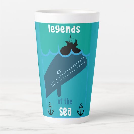 Moby Dick Sea Fantasy | Sonnenlicher Ozean und See Milchtasse (Vorderseite)