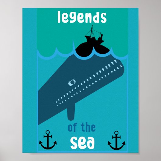 Moby Dick Sea Fantasy | Sonnenlicher Ozean und See Poster (Vorne)