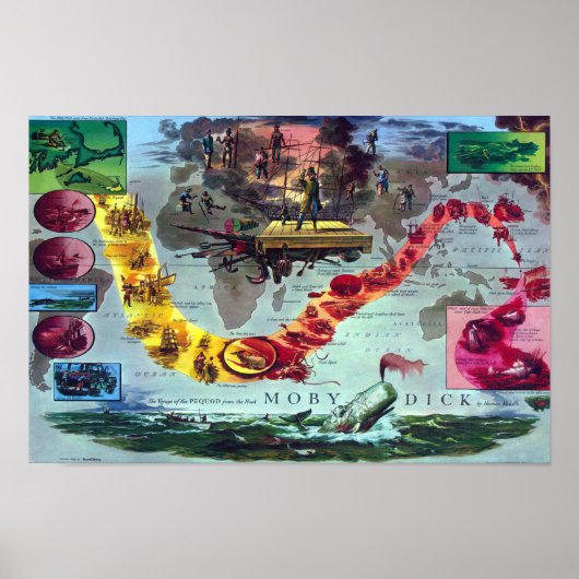 Moby Dick The Voyage of The Pequod Herman Melville Poster (Vorne)