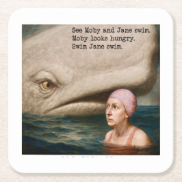 Moby Dick und Jane Rechteckiger Pappuntersetzer