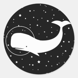 Moby im Weltraum Runder Aufkleber