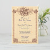 Moccasin Vintage Rose Hochzeit an der Grenze Einladung (Stehend Vorderseite)