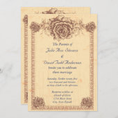 Moccasin Vintage Rose Hochzeit an der Grenze Einladung (Vorne/Hinten)