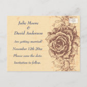 Moccasin Vintage Rose Save the Date Ankündigungspostkarte (Rückseite)