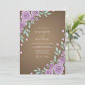 Mocha Amethyst Blätterhochzeit Einladung (Stehend Vorderseite)