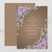 Mocha Amethyst Blätterhochzeit Einladung (Vorne/Hinten)