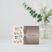 Mocha and Ivory Floral Empfang Card Begleitkarte (Stehend Vorderseite)