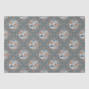 Mocha & Aquamarin Abstrakt Accent Mandala Diamond Seidenpapier