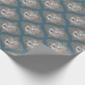 Mocha & Aquamarin Abstrakt Accent Mandala Retro Og Geschenkpapier (Ecke)