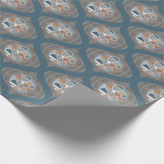 Mocha & Aquamarin Abstrakt Accent Mandala Retro Og Geschenkpapier (Ecke)