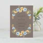 Mocha Azure Kranz Hochzeit Einladung (Stehend Vorderseite)