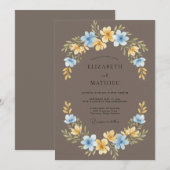 Mocha Azure Kranz Hochzeit Einladung (Vorne/Hinten)