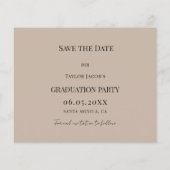 Mocha-beige-Abschlussfeier-Save-the-Date-Karte (Rückseite)