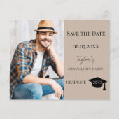 Mocha-beige-Abschlussfeier-Save-the-Date-Karte (Vorderseite)