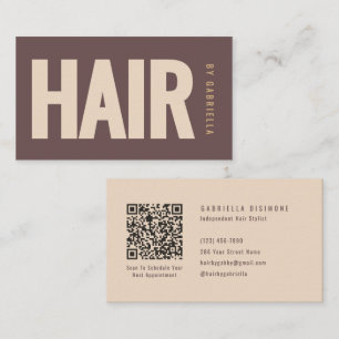 Mocha-Beige-Minimalist-Friseurstylist-QR-Code Visitenkarte