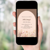 Mocha-Beige-Wildblume Geburtstag Einladung