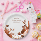 Mocha Blooms Wasserfarbe Benutzerdefiniertes Braut Pappteller (Party)