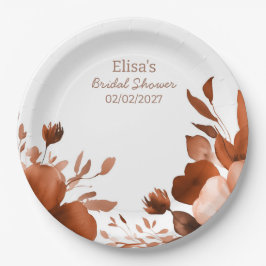 Mocha Blooms Wasserfarbe Benutzerdefiniertes Braut Pappteller