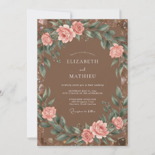 Mocha-Blush-Watercolor-Hochzeit Einladung