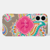 Mocha Bohemisch Paisley Custom Monogram Case-Mate iPhone Hülle (Rückseite (Horizontal))