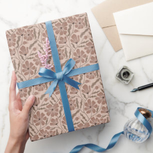 Mocha Boho Mitte des Jahrhunderts Modernes Muster Geschenkpapier