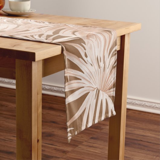 Mocha Boho Tropical Leaf Design Table Runner Kurzer Tischläufer (Beispiel)