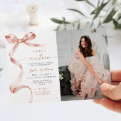 Mocha Bow Foto Sweet 16 Birthday Einladung