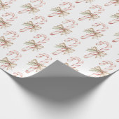Mocha Bow Pink Candy Cane Christmas Geschenkpapier (Ecke)