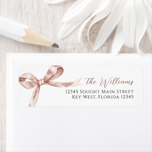 Mocha Bow Rücksendeadressen-Aufklebers (Insitu)