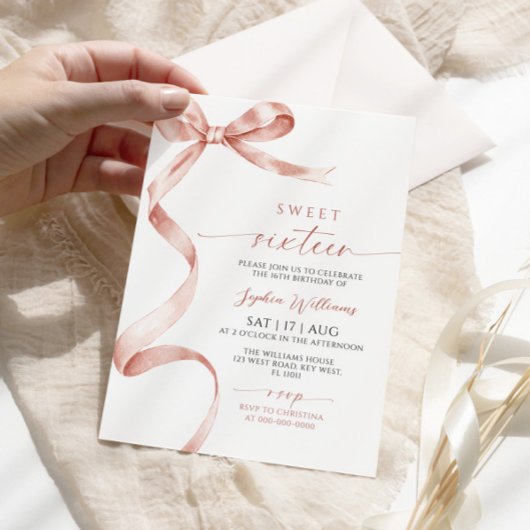 Mocha Bow Sweet 16 Birthday Einladung