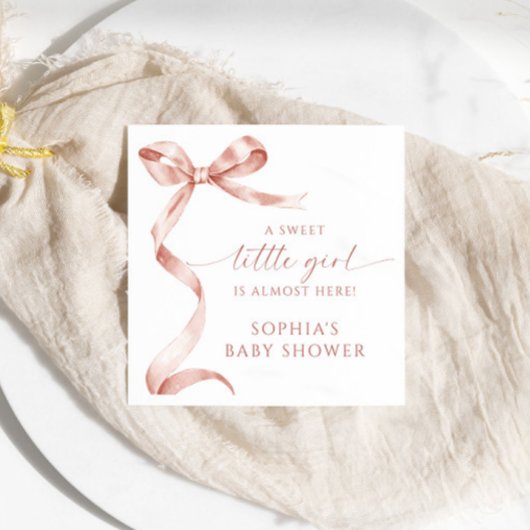 Mocha Bow Sweet Little Girl Baby Dusche Serviette