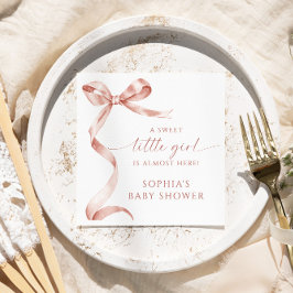 Mocha Bow Sweet Little Girl Baby Dusche Serviette