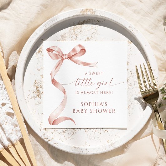 Mocha Bow Sweet Little Girl Baby Dusche Serviette