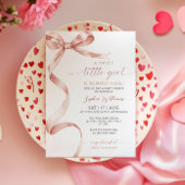 Mocha Bow Sweet Little Girl Baby Shower Einladung